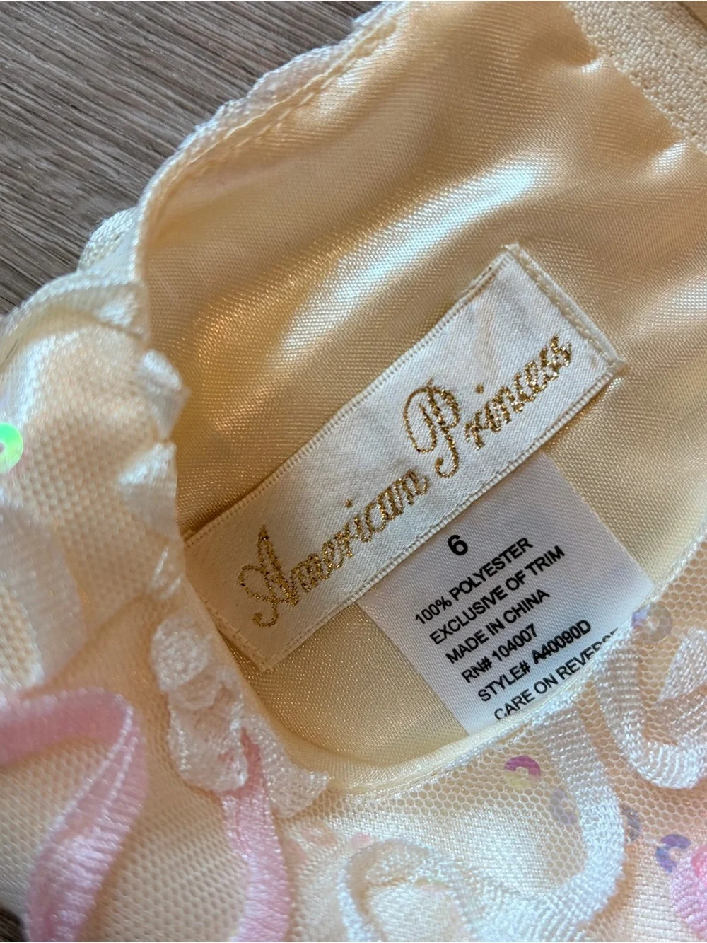 American Princess little girls yellow/pink floral textured dress